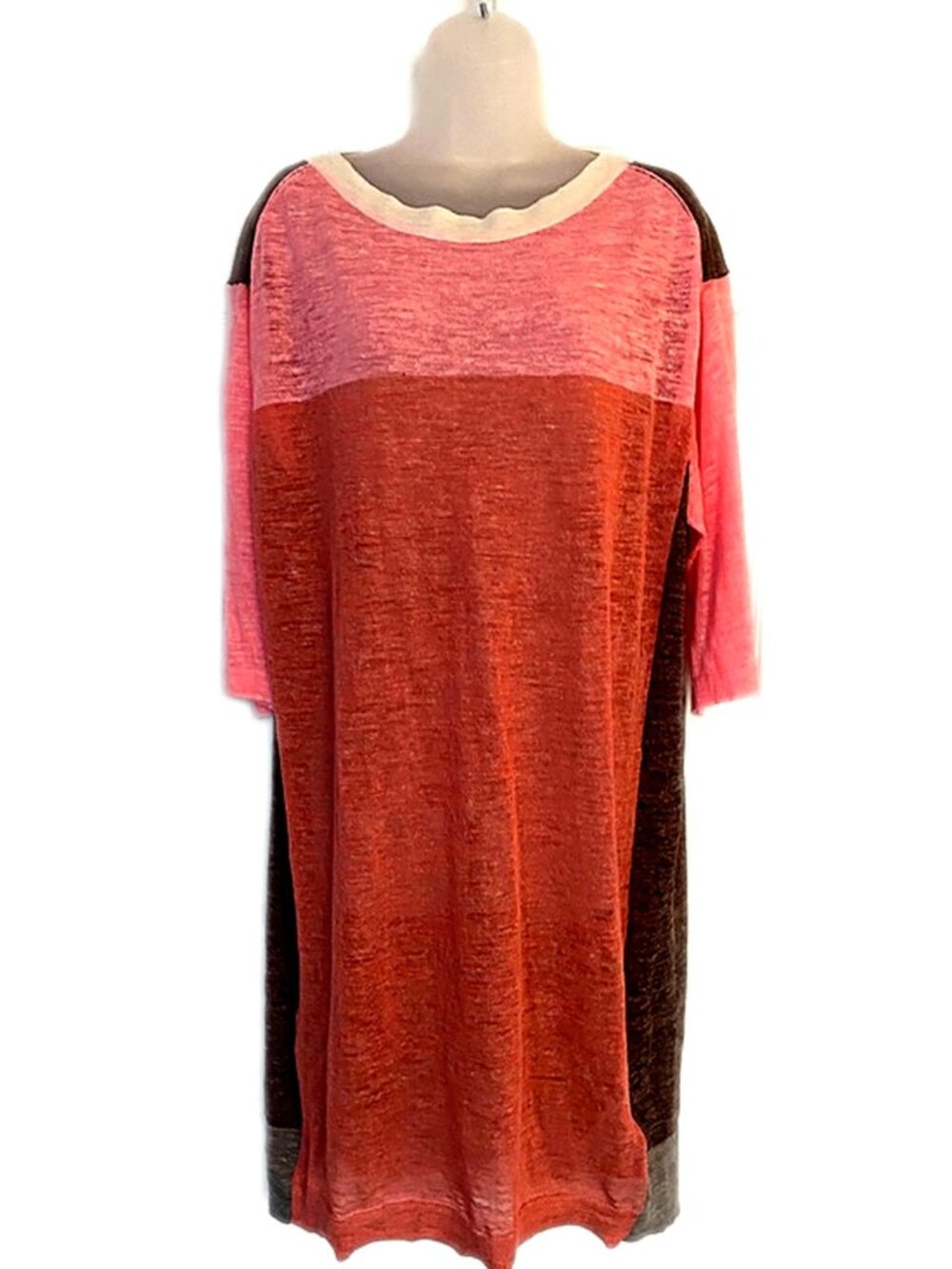 Hoss Intropia Linen Blend Color Block Sweater Dress NWT size XXL